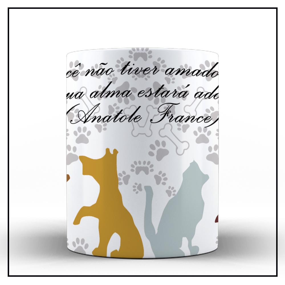 Caneca de Cerâmica Cães e Gatos Love Frases - Imagem 3