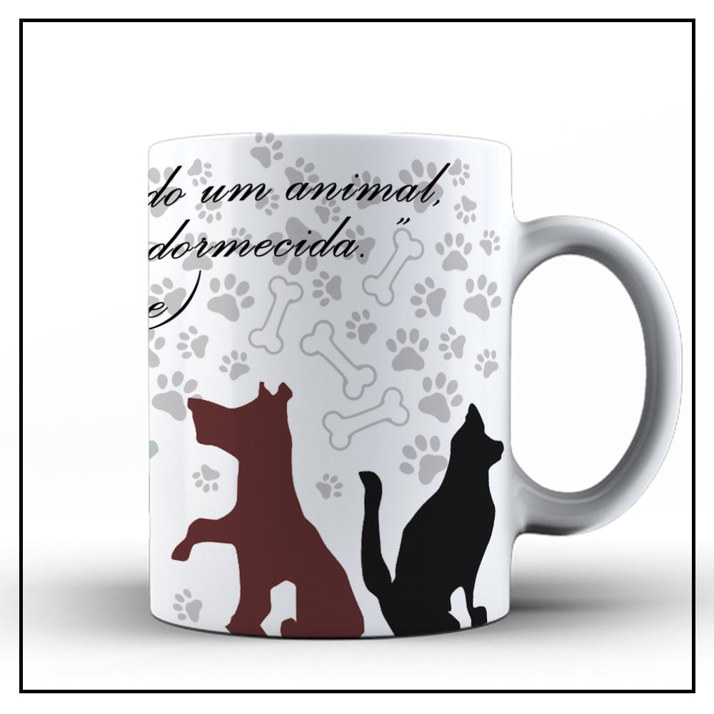 Caneca de Cerâmica Cães e Gatos Love Frases - Imagem 2