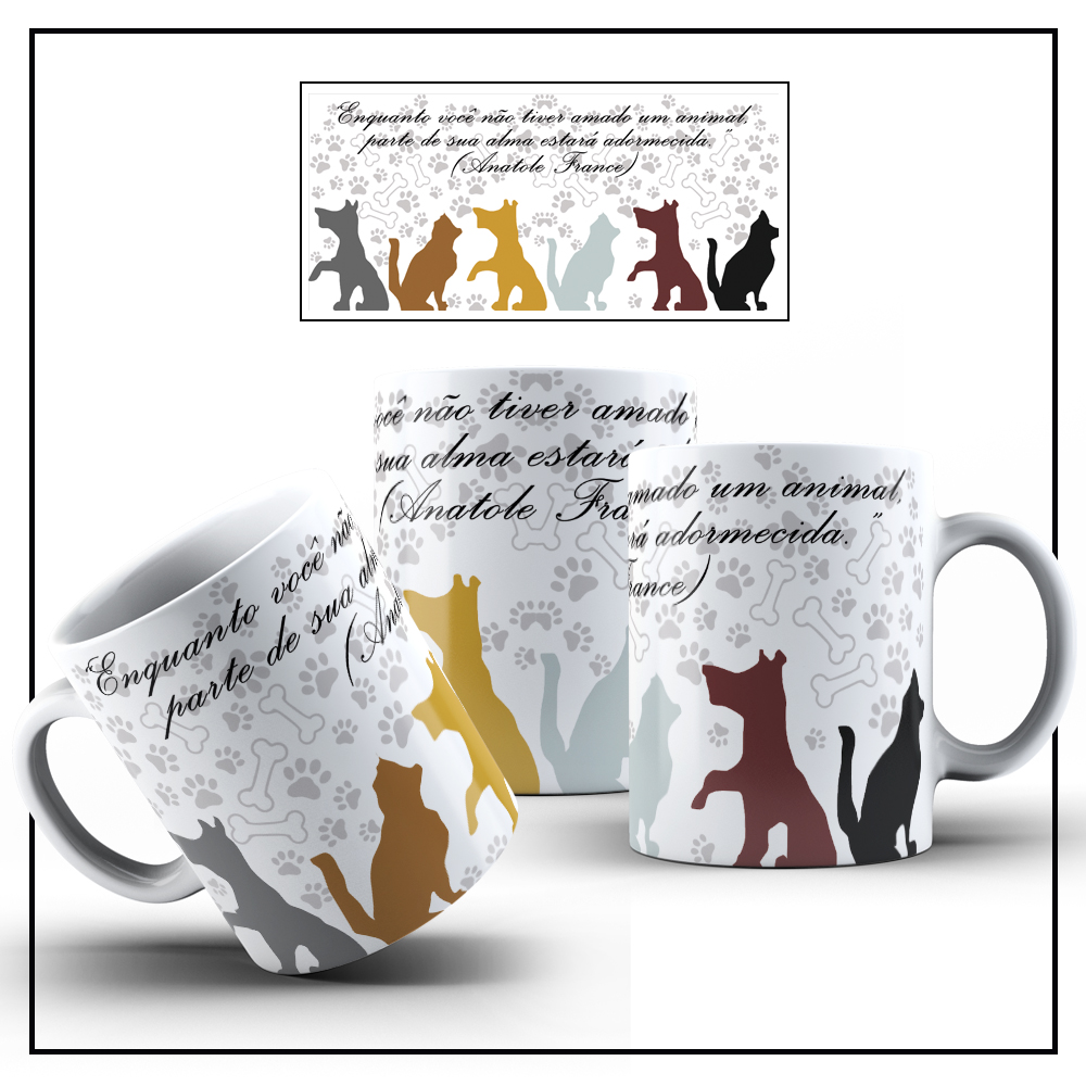 Caneca de Cerâmica Cães e Gatos Love Frases - Imagem 4